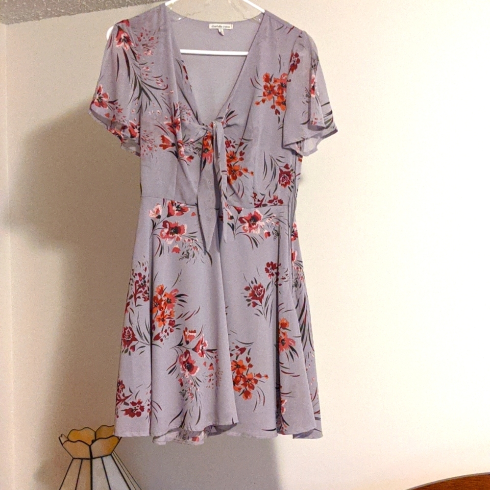 Purple/grey floral mini dress. Size Small.